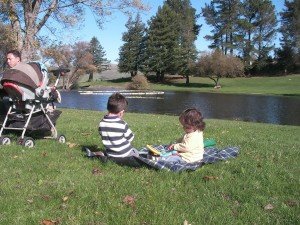 Evan and Sophie enjoying a family picnic in west Marin.