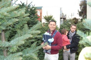 Daddyo, Max, Matthew, and Sophie look for the perfect tree.