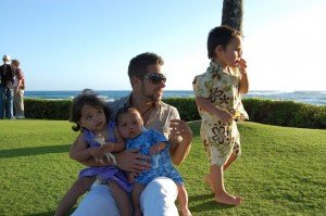 The best we could do to get a picture of Matthew and all 3 kids.