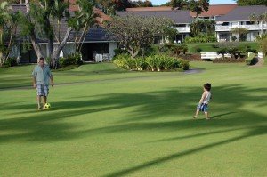 Daddy and Evan playing Soccer