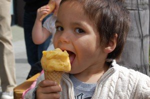 Evan eating ice cream (before haircut)