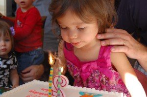 Sophie successfully blew out all the candles on her cake!